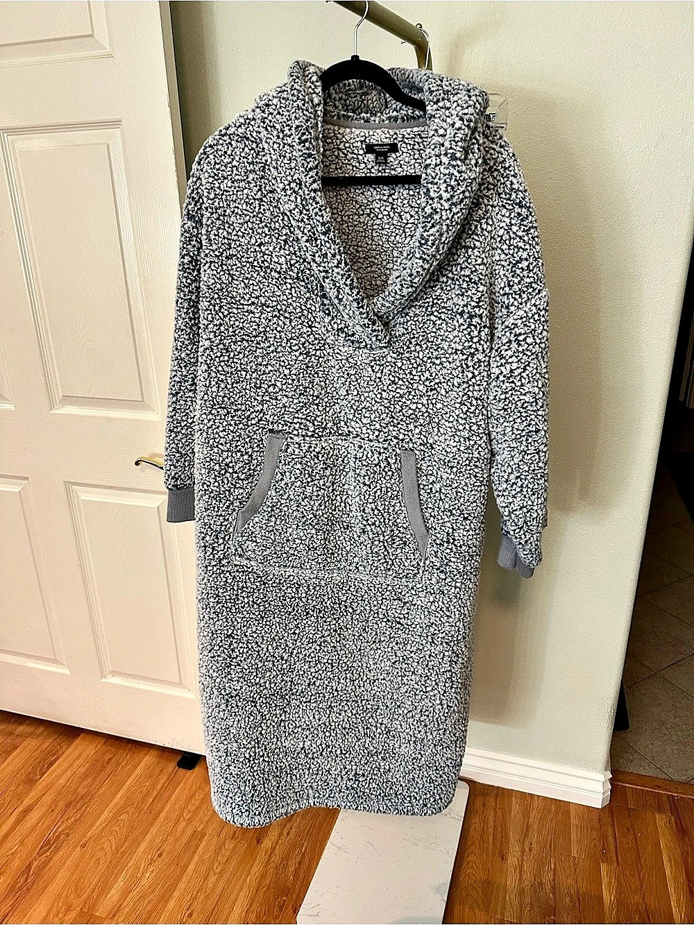 Simply Vera Wang Sherpa Hooded Top Gray & White XXL
